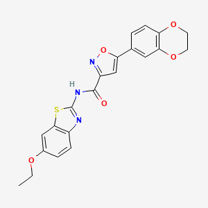 molecular formula C21H17N3O5S B11357636 5-(2,3-dihydro-1,4-benzodioxin-6-yl)-N-(6-ethoxy-1,3-benzothiazol-2-yl)-1,2-oxazole-3-carboxamide 