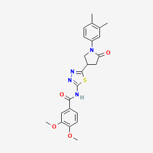 molecular formula C23H24N4O4S B11357667 N-{5-[1-(3,4-dimethylphenyl)-5-oxopyrrolidin-3-yl]-1,3,4-thiadiazol-2-yl}-3,4-dimethoxybenzamide 