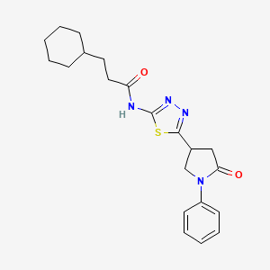 3-cyclohexyl-N-[5-(5-oxo-1-phenylpyrrolidin-3-yl)-1,3,4-thiadiazol-2-yl]propanamide