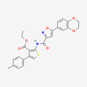 molecular formula C26H22N2O6S B11357736 Ethyl 2-({[5-(2,3-dihydro-1,4-benzodioxin-6-yl)-1,2-oxazol-3-yl]carbonyl}amino)-4-(4-methylphenyl)thiophene-3-carboxylate 