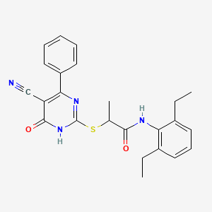 2-[(5-Cyano-6-oxo-4-phenyl-1,6-dihydropyrimidin-2-YL)sulfanyl]-N-(2,6-diethylphenyl)propanamide