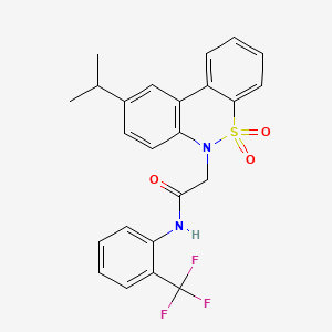 molecular formula C24H21F3N2O3S B11357744 2-(9-isopropyl-5,5-dioxido-6H-dibenzo[c,e][1,2]thiazin-6-yl)-N-[2-(trifluoromethyl)phenyl]acetamide 