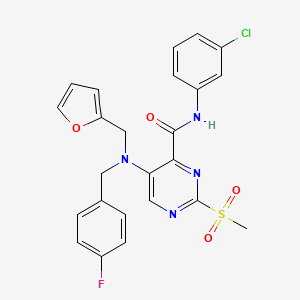 molecular formula C24H20ClFN4O4S B11357787 N-(3-chlorophenyl)-5-[(4-fluorobenzyl)(furan-2-ylmethyl)amino]-2-(methylsulfonyl)pyrimidine-4-carboxamide 