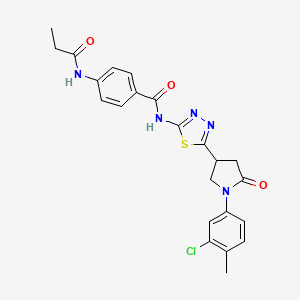 N-{5-[1-(3-chloro-4-methylphenyl)-5-oxopyrrolidin-3-yl]-1,3,4-thiadiazol-2-yl}-4-(propanoylamino)benzamide