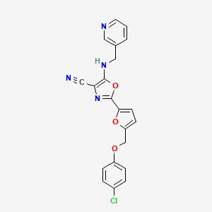 molecular formula C21H15ClN4O3 B11357842 2-{5-[(4-Chlorophenoxy)methyl]furan-2-yl}-5-[(pyridin-3-ylmethyl)amino]-1,3-oxazole-4-carbonitrile 