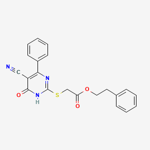 2-Phenylethyl 2-[(5-cyano-6-oxo-4-phenyl-1,6-dihydropyrimidin-2-YL)sulfanyl]acetate