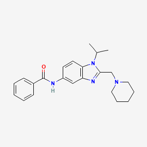 molecular formula C23H28N4O B11357864 N-[2-(piperidin-1-ylmethyl)-1-(propan-2-yl)-1H-benzimidazol-5-yl]benzamide 