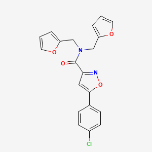 5-(4-chlorophenyl)-N,N-bis(furan-2-ylmethyl)-1,2-oxazole-3-carboxamide