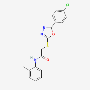 molecular formula C17H14ClN3O2S B11357886 2-{[5-(4-chlorophenyl)-1,3,4-oxadiazol-2-yl]sulfanyl}-N-(2-methylphenyl)acetamide 