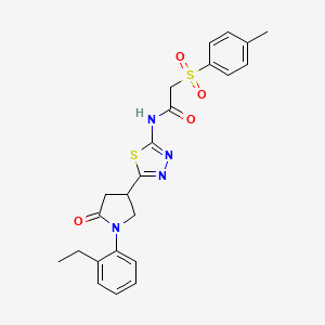 N-{5-[1-(2-ethylphenyl)-5-oxopyrrolidin-3-yl]-1,3,4-thiadiazol-2-yl}-2-[(4-methylphenyl)sulfonyl]acetamide