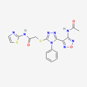 molecular formula C17H14N8O3S2 B11357907 2-({5-[4-(acetylamino)-1,2,5-oxadiazol-3-yl]-4-phenyl-4H-1,2,4-triazol-3-yl}sulfanyl)-N-(1,3-thiazol-2-yl)acetamide 