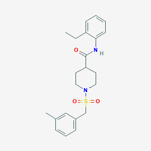 molecular formula C22H28N2O3S B11357943 N-(2-ethylphenyl)-1-[(3-methylbenzyl)sulfonyl]piperidine-4-carboxamide 