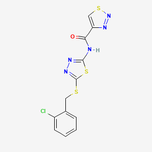 molecular formula C12H8ClN5OS3 B11358007 N-{5-[(2-chlorobenzyl)sulfanyl]-1,3,4-thiadiazol-2-yl}-1,2,3-thiadiazole-4-carboxamide 