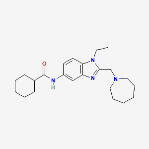 molecular formula C23H34N4O B11358048 N-[2-(azepan-1-ylmethyl)-1-ethyl-1H-benzimidazol-5-yl]cyclohexanecarboxamide 