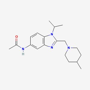 molecular formula C19H28N4O B11358093 N-{2-[(4-methylpiperidin-1-yl)methyl]-1-(propan-2-yl)-1H-benzimidazol-5-yl}acetamide 