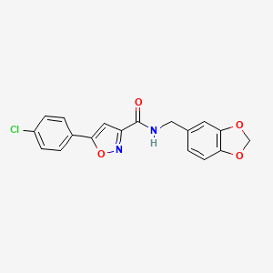 molecular formula C18H13ClN2O4 B11358144 N-(1,3-benzodioxol-5-ylmethyl)-5-(4-chlorophenyl)-1,2-oxazole-3-carboxamide 