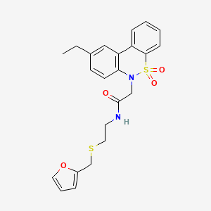 molecular formula C23H24N2O4S2 B11358175 2-(9-Ethyl-5,5-dioxido-6H-dibenzo[C,E][1,2]thiazin-6-YL)-N-{2-[(2-furylmethyl)sulfanyl]ethyl}acetamide 