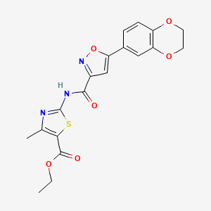 Ethyl 2-({[5-(2,3-dihydro-1,4-benzodioxin-6-yl)-1,2-oxazol-3-yl]carbonyl}amino)-4-methyl-1,3-thiazole-5-carboxylate