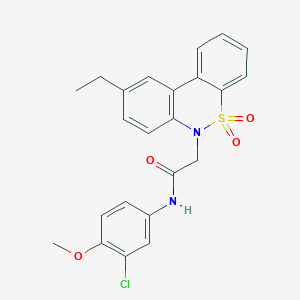 molecular formula C23H21ClN2O4S B11358195 N-(3-chloro-4-methoxyphenyl)-2-(9-ethyl-5,5-dioxido-6H-dibenzo[c,e][1,2]thiazin-6-yl)acetamide 