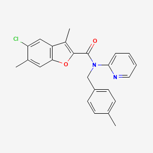 molecular formula C24H21ClN2O2 B11358260 5-chloro-3,6-dimethyl-N-(4-methylbenzyl)-N-(pyridin-2-yl)-1-benzofuran-2-carboxamide 