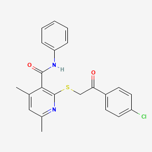 molecular formula C22H19ClN2O2S B11358266 2-{[2-(4-chlorophenyl)-2-oxoethyl]sulfanyl}-4,6-dimethyl-N-phenylpyridine-3-carboxamide 