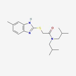 2-[(5-methyl-1H-benzimidazol-2-yl)sulfanyl]-N,N-bis(2-methylpropyl)acetamide