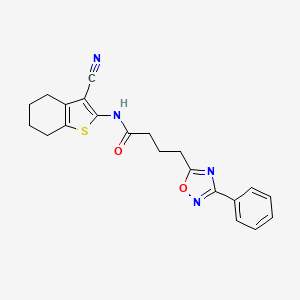 molecular formula C21H20N4O2S B11358342 N-(3-cyano-4,5,6,7-tetrahydro-1-benzothiophen-2-yl)-4-(3-phenyl-1,2,4-oxadiazol-5-yl)butanamide 