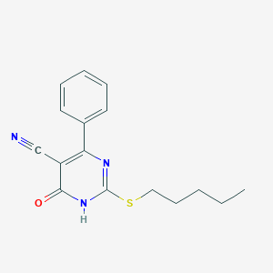 molecular formula C16H17N3OS B11358347 6-Oxo-2-(pentylsulfanyl)-4-phenyl-1,6-dihydropyrimidine-5-carbonitrile 