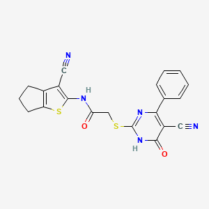 N-{3-Cyano-4H,5H,6H-cyclopenta[B]thiophen-2-YL}-2-[(5-cyano-6-oxo-4-phenyl-1,6-dihydropyrimidin-2-YL)sulfanyl]acetamide