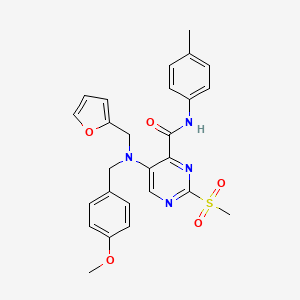 molecular formula C26H26N4O5S B11358428 5-[(furan-2-ylmethyl)(4-methoxybenzyl)amino]-N-(4-methylphenyl)-2-(methylsulfonyl)pyrimidine-4-carboxamide 