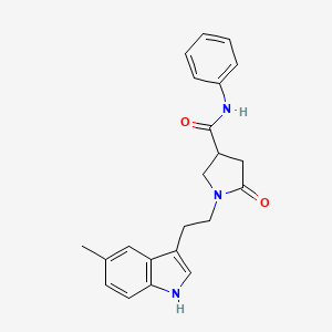 molecular formula C22H23N3O2 B11358476 1-[2-(5-methyl-1H-indol-3-yl)ethyl]-5-oxo-N-phenylpyrrolidine-3-carboxamide 