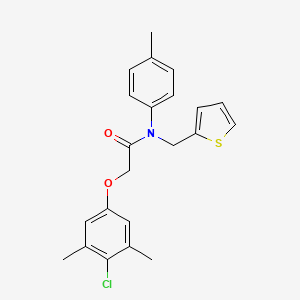 molecular formula C22H22ClNO2S B11358519 2-(4-chloro-3,5-dimethylphenoxy)-N-(4-methylphenyl)-N-(thiophen-2-ylmethyl)acetamide 