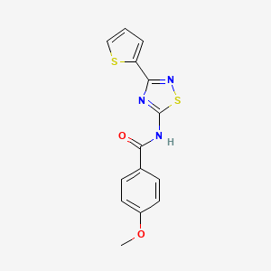 molecular formula C14H11N3O2S2 B11358541 4-methoxy-N-[3-(thiophen-2-yl)-1,2,4-thiadiazol-5-yl]benzamide 