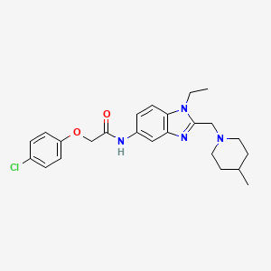 2-(4-chlorophenoxy)-N-{1-ethyl-2-[(4-methylpiperidin-1-yl)methyl]-1H-benzimidazol-5-yl}acetamide