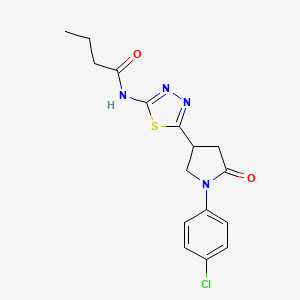 molecular formula C16H17ClN4O2S B11358638 N-{5-[1-(4-chlorophenyl)-5-oxopyrrolidin-3-yl]-1,3,4-thiadiazol-2-yl}butanamide 