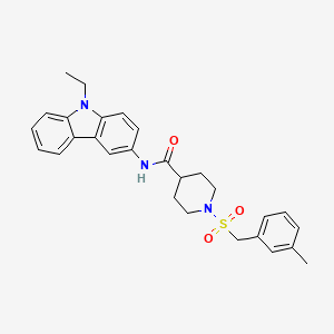 molecular formula C28H31N3O3S B11358647 N-(9-ethyl-9H-carbazol-3-yl)-1-[(3-methylbenzyl)sulfonyl]piperidine-4-carboxamide 