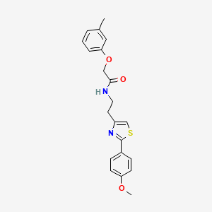 molecular formula C21H22N2O3S B11358652 N-{2-[2-(4-methoxyphenyl)-1,3-thiazol-4-yl]ethyl}-2-(3-methylphenoxy)acetamide 