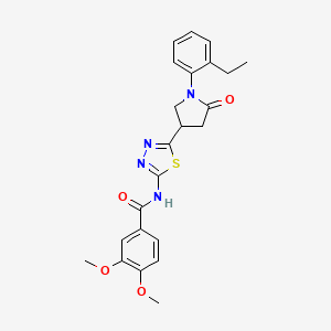 molecular formula C23H24N4O4S B11358672 N-{5-[1-(2-ethylphenyl)-5-oxopyrrolidin-3-yl]-1,3,4-thiadiazol-2-yl}-3,4-dimethoxybenzamide 