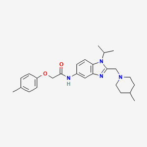 2-(4-methylphenoxy)-N-{2-[(4-methylpiperidin-1-yl)methyl]-1-(propan-2-yl)-1H-benzimidazol-5-yl}acetamide