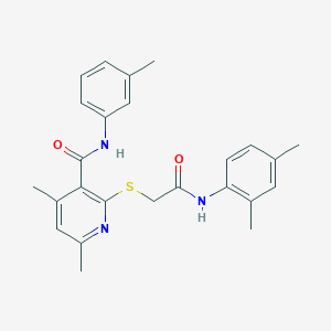 molecular formula C25H27N3O2S B11358733 2-({2-[(2,4-dimethylphenyl)amino]-2-oxoethyl}sulfanyl)-4,6-dimethyl-N-(3-methylphenyl)pyridine-3-carboxamide 