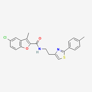 molecular formula C22H19ClN2O2S B11358746 5-chloro-3-methyl-N-{2-[2-(4-methylphenyl)-1,3-thiazol-4-yl]ethyl}-1-benzofuran-2-carboxamide 