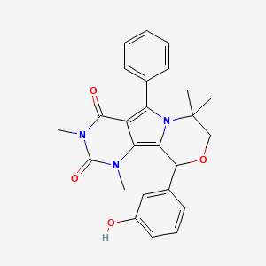 13-(3-hydroxyphenyl)-3,5,10,10-tetramethyl-8-phenyl-12-oxa-3,5,9-triazatricyclo[7.4.0.02,7]trideca-1,7-diene-4,6-dione