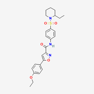 molecular formula C25H29N3O5S B11358769 5-(4-ethoxyphenyl)-N-{4-[(2-ethylpiperidin-1-yl)sulfonyl]phenyl}-1,2-oxazole-3-carboxamide 