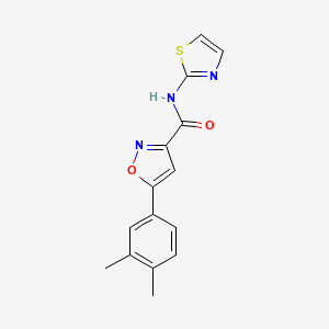 molecular formula C15H13N3O2S B11358771 5-(3,4-dimethylphenyl)-N-(1,3-thiazol-2-yl)-1,2-oxazole-3-carboxamide 