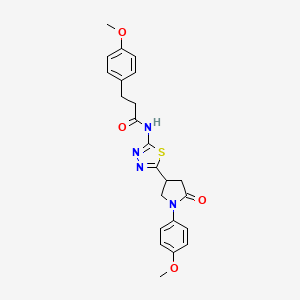 molecular formula C23H24N4O4S B11358796 3-(4-methoxyphenyl)-N-{5-[1-(4-methoxyphenyl)-5-oxopyrrolidin-3-yl]-1,3,4-thiadiazol-2-yl}propanamide 