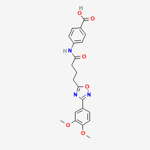 molecular formula C21H21N3O6 B11358803 4-{4-[3-(3,4-Dimethoxyphenyl)-1,2,4-oxadiazol-5-YL]butanamido}benzoic acid 