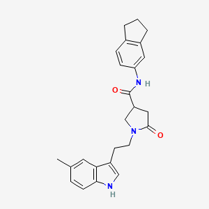 N-(2,3-dihydro-1H-inden-5-yl)-1-[2-(5-methyl-1H-indol-3-yl)ethyl]-5-oxopyrrolidine-3-carboxamide