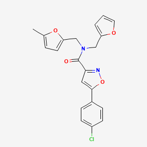 molecular formula C21H17ClN2O4 B11358984 5-(4-chlorophenyl)-N-(furan-2-ylmethyl)-N-[(5-methylfuran-2-yl)methyl]-1,2-oxazole-3-carboxamide 