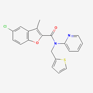 5-chloro-3-methyl-N-(pyridin-2-yl)-N-(thiophen-2-ylmethyl)-1-benzofuran-2-carboxamide