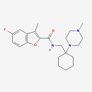 molecular formula C22H30FN3O2 B11359023 5-fluoro-3-methyl-N-{[1-(4-methylpiperazin-1-yl)cyclohexyl]methyl}-1-benzofuran-2-carboxamide 